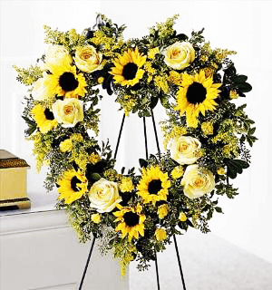 Corona funeraria con girasoles
